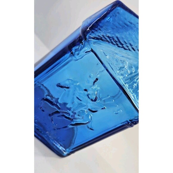 Wheaton Cobalt Blue Glass Bottle Decanter Embossed Paul Revere 1775 Vintage 60s - Picture 4 of 10